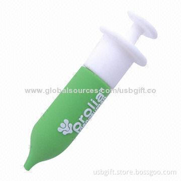 USB Flash Drive, simulation model, injection syringe shape, PVC material, OEM and ODM welcomed